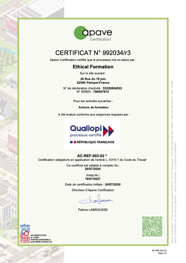 992034-37657 - Certificat Qualiopi renouvellement (ETHICAL FORMATION)